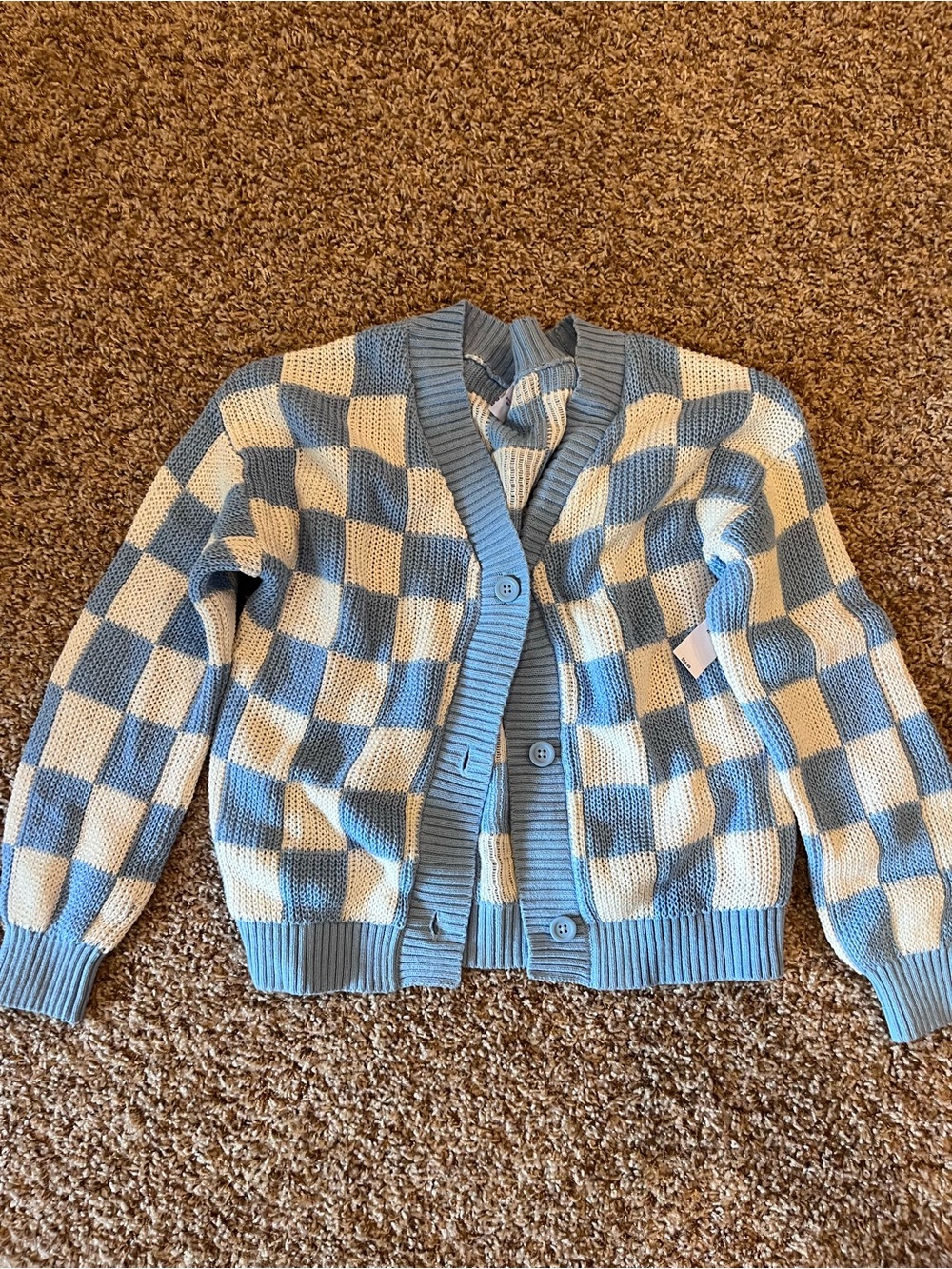 Old Navy Blue and white Checkered Cardigan